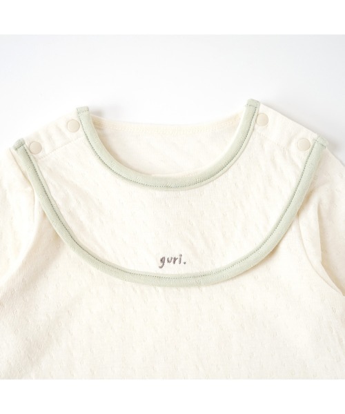 【セール】Hoppetta plus guri オーガニックコットンスタイ付き長袖ボディ（ロンパース）｜Hoppetta（ホッペッタ）