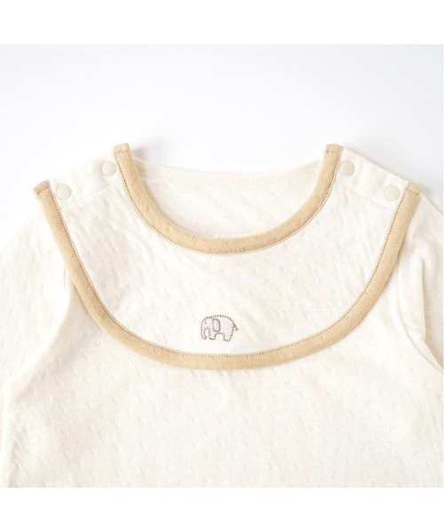 【セール】Hoppetta plus guri オーガニックコットンスタイ付き長袖ボディ（ロンパース）｜Hoppetta（ホッペッタ）