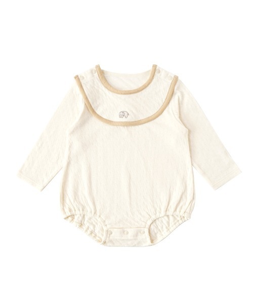 【セール】Hoppetta plus guri オーガニックコットンスタイ付き長袖ボディ（ロンパース）｜Hoppetta（ホッペッタ）