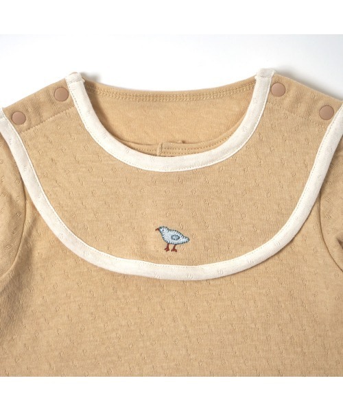 【セール】Hoppetta plus guri オーガニックコットンスタイ付き長袖ボディ（ロンパース）｜Hoppetta（ホッペッタ）