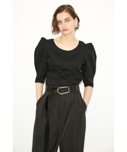 THROW by SLY（スローバイスライ）の「THROW LINEN MIX PUFF TOP リネン ミックス パフ トップス（シャツ/ブラウス・レディース・オフホワイト/ブラック/グリーン・FREE）」の3枚目の写真