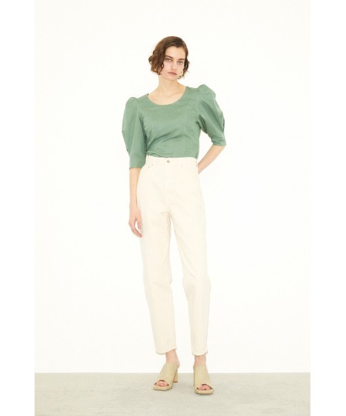 THROW by SLY（スローバイスライ）の「THROW LINEN MIX PUFF TOP リネン ミックス パフ トップス（シャツ/ブラウス・レディース・オフホワイト/ブラック/グリーン・FREE）」の20枚目の写真