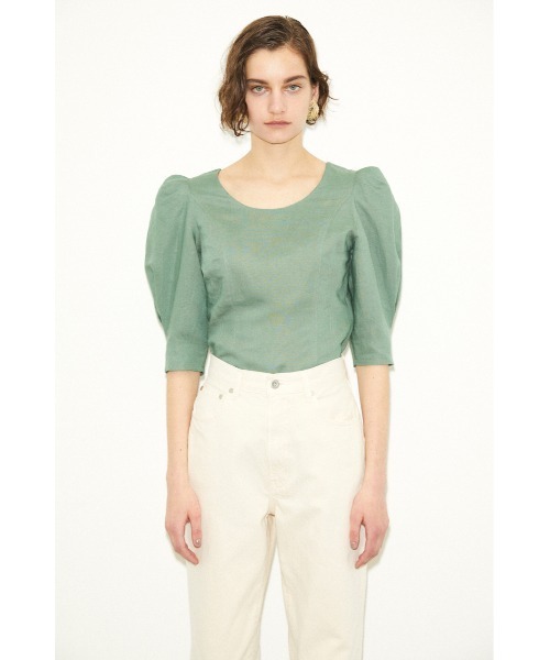 THROW by SLY（スローバイスライ）の「THROW LINEN MIX PUFF TOP リネン ミックス パフ トップス（シャツ/ブラウス・レディース・オフホワイト/ブラック/グリーン・FREE）」の21枚目の写真