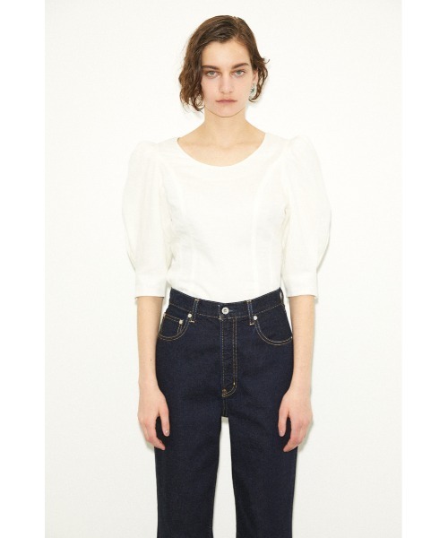 THROW by SLY（スローバイスライ）の「THROW LINEN MIX PUFF TOP リネン ミックス パフ トップス（シャツ/ブラウス・レディース・オフホワイト/ブラック/グリーン・FREE）」の9枚目の写真