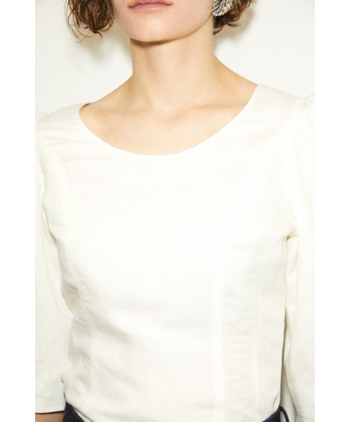 THROW by SLY（スローバイスライ）の「THROW LINEN MIX PUFF TOP リネン ミックス パフ トップス（シャツ/ブラウス・レディース・オフホワイト/ブラック/グリーン・FREE）」の12枚目の写真