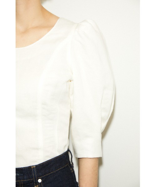 THROW by SLY（スローバイスライ）の「THROW LINEN MIX PUFF TOP リネン ミックス パフ トップス（シャツ/ブラウス・レディース・オフホワイト/ブラック/グリーン・FREE）」の13枚目の写真