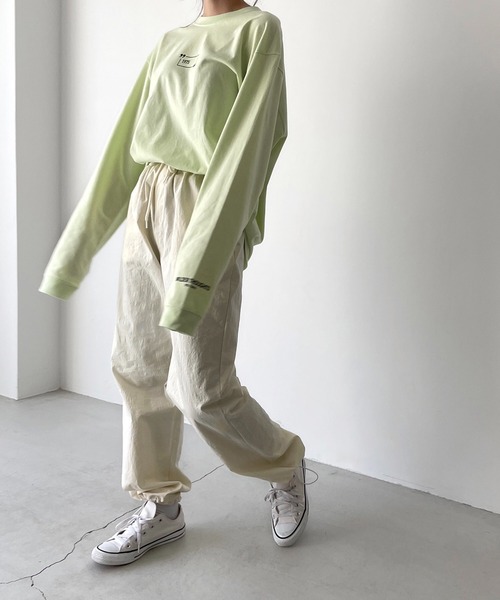 CANAL JEAN（キャナルジーン）の「via j(ヴィアジェイ) コットンドローストリングパンツ（その他パンツ・レディース・ブラック/アイボリー・ONE SIZE）」の2枚目の写真