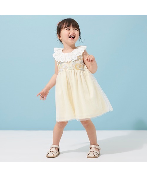 petit main（プティマイン）の「花柄チュールワンピース