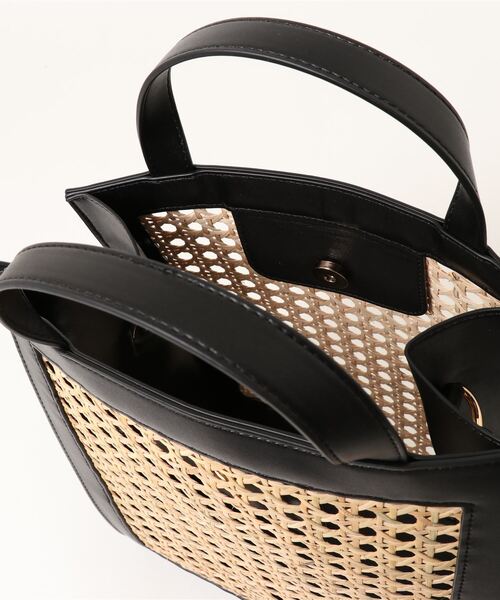 NATURAL BEAUTY BASIC（ナチュラルビューティーベーシック）の「バンブーバスケットコンビトート（トートバッグ・レディース・ブラック/ベージュ・ﾌﾘ-）」の9枚目の写真