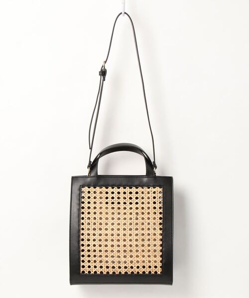 NATURAL BEAUTY BASIC（ナチュラルビューティーベーシック）の「バンブーバスケットコンビトート（トートバッグ・レディース・ブラック/ベージュ・ﾌﾘ-）」の7枚目の写真