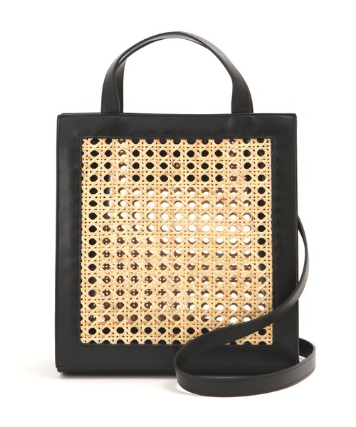 NATURAL BEAUTY BASIC（ナチュラルビューティーベーシック）の「バンブーバスケットコンビトート（トートバッグ・レディース・ブラック/ベージュ・ﾌﾘ-）」の5枚目の写真