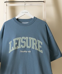 カレッジロゴ刺繍プリント半袖Ｔシャツ/アーチロゴ/オーバーサイズ/ユニセックス/LEISURE
