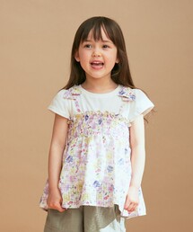 ANY（エニィ）の「重ね着風シャーリングチュニック丈 Tシャツ（Tシャツ/カットソー・キッズ）」