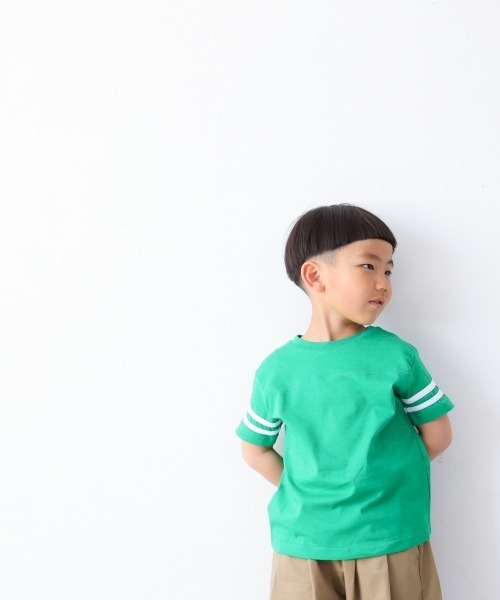 LOWRYS FARM（ローリーズファーム）の「ＲＡＢＢＩＴフットボールＴ　945566（Tシャツ/カットソー・キッズ・レッド/オフホワイト/グリーン・110cm/100cm）」の2枚目の写真