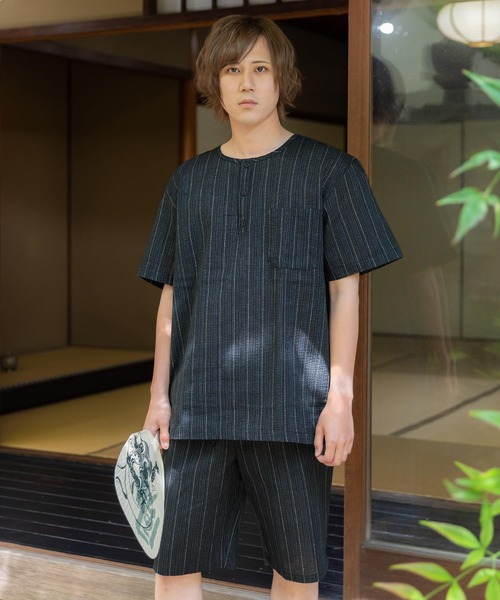 KIMONOMACHI ヘンリーネック 甚平 M/L/LL（浴衣）｜KIMONOMACHI（キモノマチ）