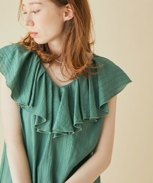 MADEMOISELLE ROPE' | 【洗える】フリルカラーノースリーブブラウス(シャツ/ブラウス)