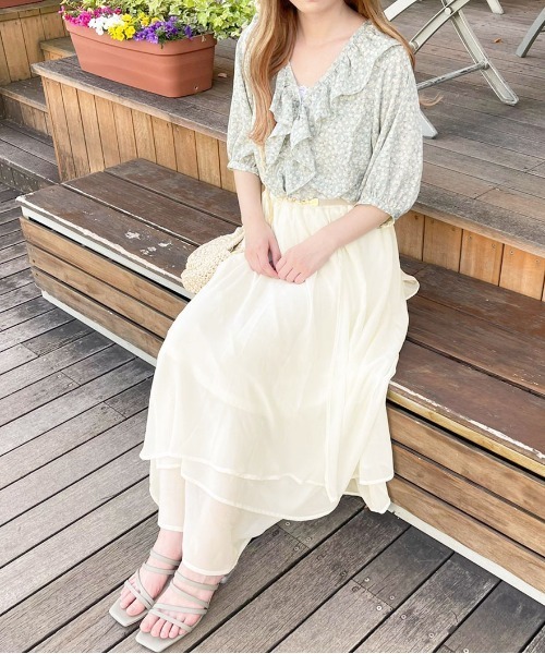 apres jour（アプレジュール）の「かさねデザインボリュームスカート【ZOZOTOWN限定アイテム】（スカート・レディース・ライトグレー/ブラック/オフホワイト/グレイッシュベージュ・X-LARGE/フリー）」の10枚目の写真
