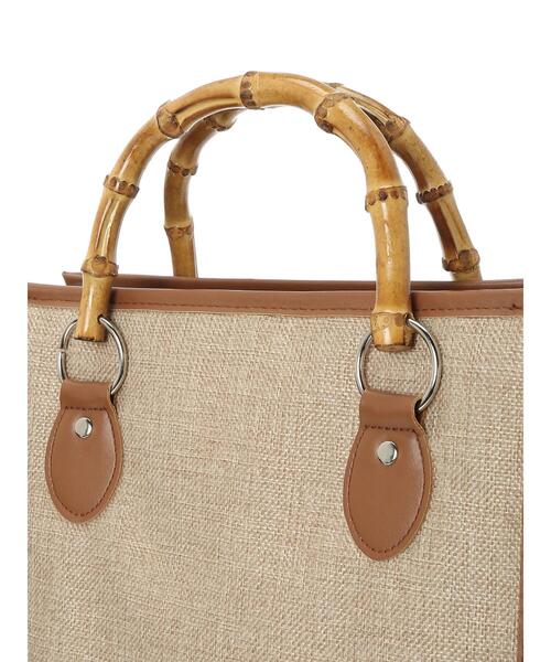 Green　Parks（グリーンパークス）の「・バンブーハンドルスクエアトート＊（トートバッグ・レディース・ベージュ/ブラウン/アイボリー・FREE）」の15枚目の写真