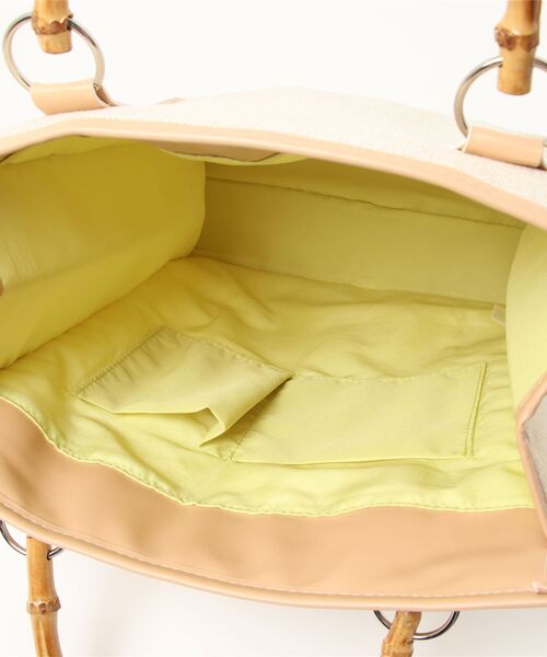 Green　Parks（グリーンパークス）の「・バンブーハンドルスクエアトート＊（トートバッグ・レディース・ベージュ/ブラウン/アイボリー・FREE）」の6枚目の写真