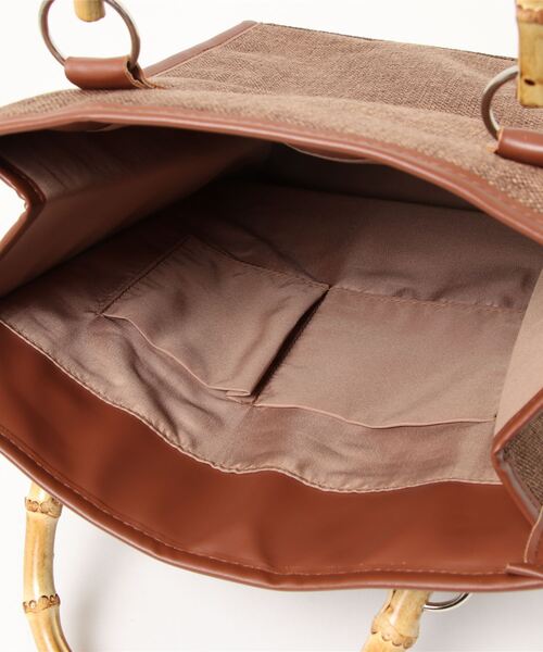 Green　Parks（グリーンパークス）の「・バンブーハンドルスクエアトート＊（トートバッグ・レディース・ベージュ/ブラウン/アイボリー・FREE）」の7枚目の写真