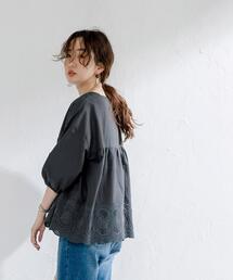 coen | 刺繍スキッパーブラウス(シャツ/ブラウス)