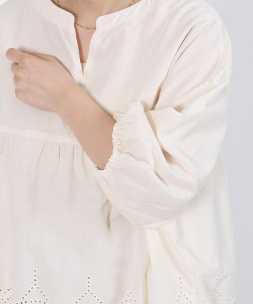 coen（コーエン）の「刺繍スキッパーブラウス（シャツ/ブラウス・レディース・ブラック/オフホワイト/ベージュ・MEDIUM/LARGE）」の21枚目の写真