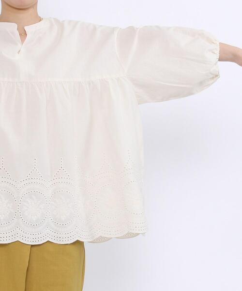 coen（コーエン）の「刺繍スキッパーブラウス（シャツ/ブラウス・レディース・ブラック/オフホワイト/ベージュ・MEDIUM/LARGE）」の22枚目の写真