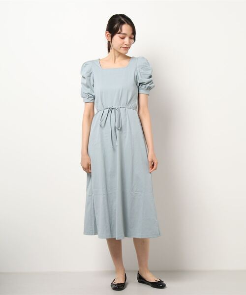 NOMAE(ノーマエ)の「【NOMAE】カットソーギャザースリーブワンピース(ワンピース・レディース・ベージュ/ライトブルー/ブラック/レッド・FREE)」の12枚目の写真