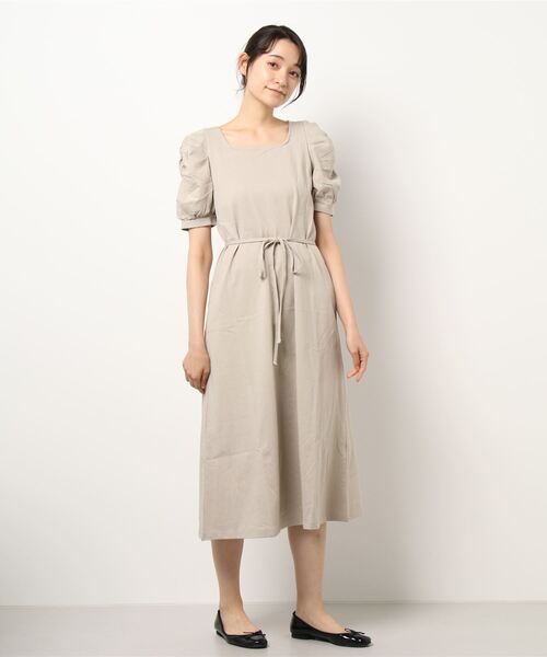 NOMAE(ノーマエ)の「【NOMAE】カットソーギャザースリーブワンピース(ワンピース・レディース・ベージュ/ライトブルー/ブラック/レッド・FREE)」の14枚目の写真