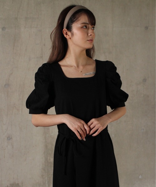 NOMAE(ノーマエ)の「【NOMAE】カットソーギャザースリーブワンピース(ワンピース・レディース・ベージュ/ライトブルー/ブラック/レッド・FREE)」の13枚目の写真