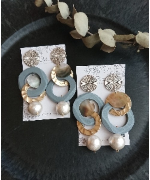 【Coto】メタルウッド × コットンパールピアス(MA)（ピアス（両耳用））｜tone（トーン）