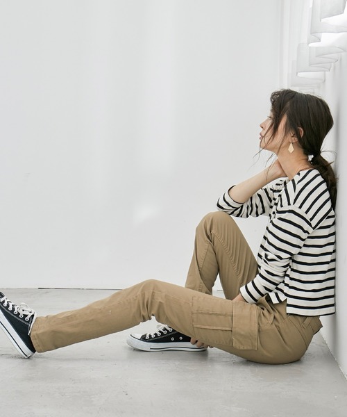 Fashion Letter(ファッションレター)の「ストレッチカーゴパンツ(カーゴパンツ・レディース・カーキ/ベージュ/ブラック・M/L/LL/4L/3L)」の3枚目の写真