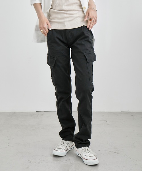Fashion Letter(ファッションレター)の「ストレッチカーゴパンツ(カーゴパンツ・レディース・カーキ/ベージュ/ブラック・M/L/LL/4L/3L)」の2枚目の写真