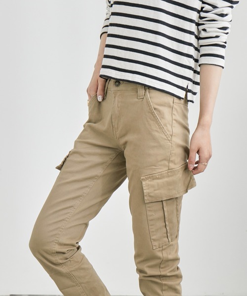 Fashion Letter(ファッションレター)の「ストレッチカーゴパンツ(カーゴパンツ・レディース・カーキ/ベージュ/ブラック・M/L/LL/4L/3L)」の5枚目の写真