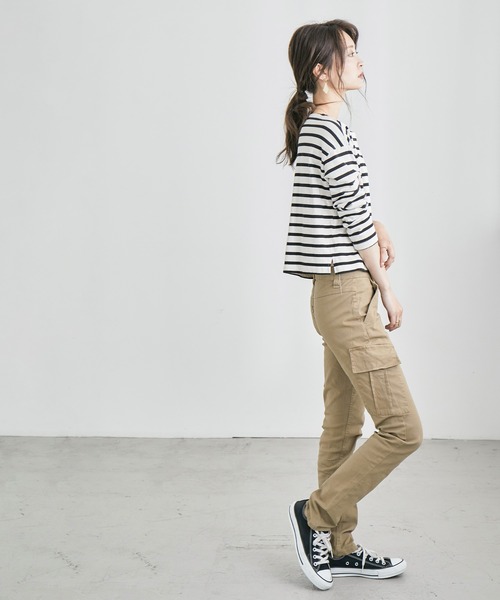 Fashion Letter(ファッションレター)の「ストレッチカーゴパンツ(カーゴパンツ・レディース・カーキ/ベージュ/ブラック・M/L/LL/4L/3L)」の6枚目の写真