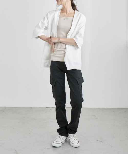 Fashion Letter(ファッションレター)の「ストレッチカーゴパンツ(カーゴパンツ・レディース・カーキ/ベージュ/ブラック・M/L/LL/4L/3L)」の9枚目の写真
