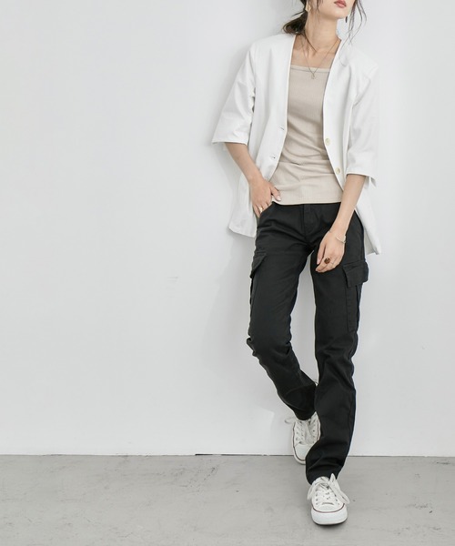 Fashion Letter(ファッションレター)の「ストレッチカーゴパンツ(カーゴパンツ・レディース・カーキ/ベージュ/ブラック・M/L/LL/4L/3L)」の13枚目の写真