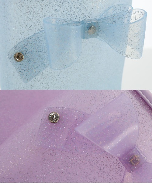 Catherine Cottage（キャサリンコテージ）の「サイドリボン　ラメレインブーツ（レインシューズ・キッズ・サックスブルー/ライラック・23/22/20/18/17/19/21/16）」の4枚目の写真