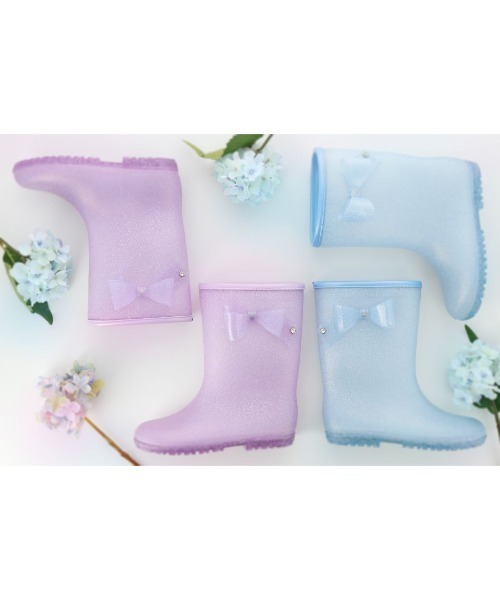 Catherine Cottage（キャサリンコテージ）の「サイドリボン　ラメレインブーツ（レインシューズ・キッズ・サックスブルー/ライラック・23/22/20/18/17/19/21/16）」の7枚目の写真