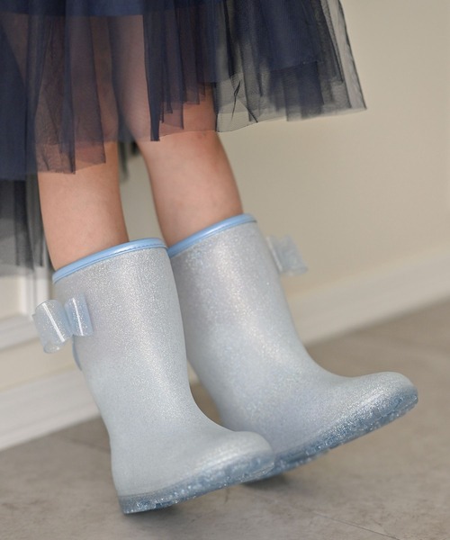 Catherine Cottage（キャサリンコテージ）の「サイドリボン　ラメレインブーツ（レインシューズ・キッズ・サックスブルー/ライラック・23/22/20/18/17/19/21/16）」の14枚目の写真