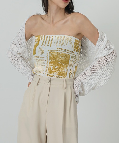 FOLLOWIN（フォロウィン）の「ネットニットボレロカーディガン（カーディガン/ボレロ・メンズ・ホワイト/ブラック・FREE）」の15枚目の写真