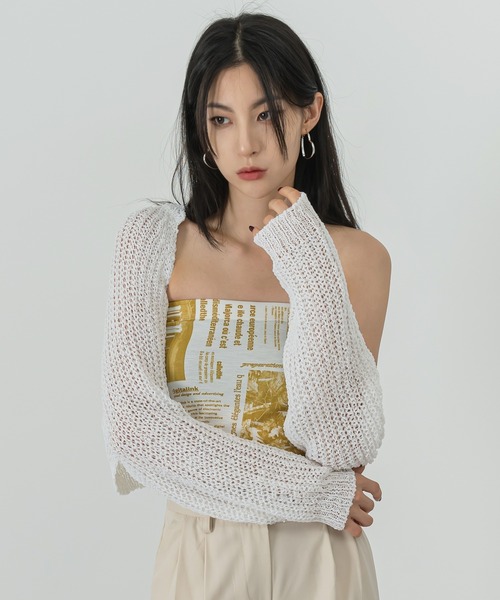 FOLLOWIN（フォロウィン）の「ネットニットボレロカーディガン（カーディガン/ボレロ・メンズ・ホワイト/ブラック・FREE）」の13枚目の写真