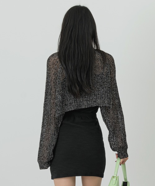 FOLLOWIN（フォロウィン）の「ネットニットボレロカーディガン（カーディガン/ボレロ・メンズ・ホワイト/ブラック・FREE）」の14枚目の写真