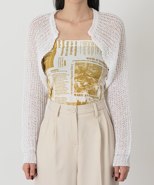 FOLLOWIN（フォロウィン）の「ネットニットボレロカーディガン（カーディガン/ボレロ・メンズ・ホワイト/ブラック・FREE）」の6枚目の写真