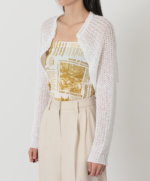 FOLLOWIN（フォロウィン）の「ネットニットボレロカーディガン（カーディガン/ボレロ・メンズ・ホワイト/ブラック・FREE）」の18枚目の写真