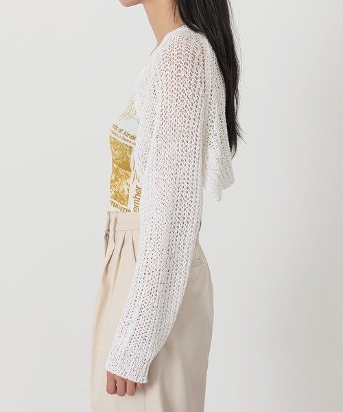 FOLLOWIN（フォロウィン）の「ネットニットボレロカーディガン（カーディガン/ボレロ・メンズ・ホワイト/ブラック・FREE）」の8枚目の写真