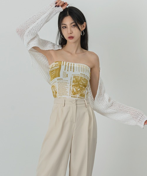 FOLLOWIN（フォロウィン）の「ネットニットボレロカーディガン（カーディガン/ボレロ・メンズ・ホワイト/ブラック・FREE）」の11枚目の写真