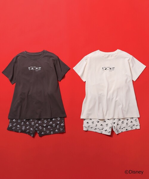AG by aquagirl(エージーバイアクアガール)の「◆【ミッキー&フレンズ】ワンポイントキャラクターパジャマT 限定アイテム(Tシャツ/カットソー・レディース・オフホワイト/ガンメタ・38)」の7枚目の写真