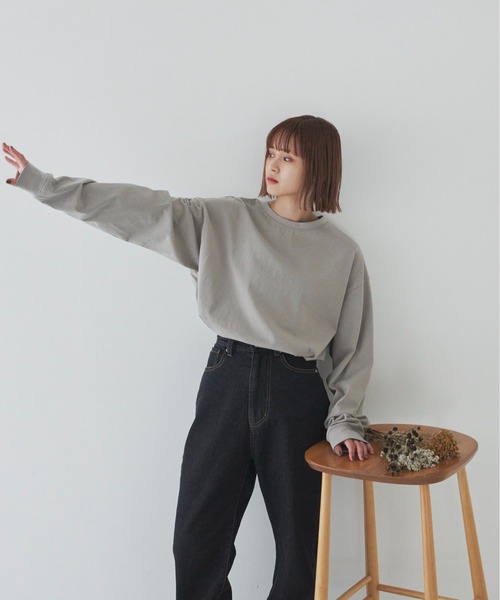 flaner(フラネ)の「ルーズ無地ロンTee【ユニセックス対応】(Tシャツ/カットソー・レディース・ホワイト/ベージュ/グレイッシュベージュ・MEDIUM/LARGE)」の20枚目の写真