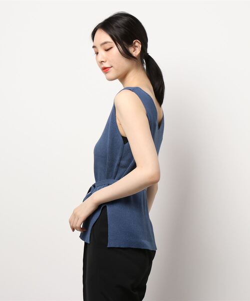 Rewde（ルゥデ）の「リネン混ノースリーブニット（1R14-07184）（ニット/セーター・レディース・ブラック/ベージュ/レンガ/ブルー・M）」の6枚目の写真